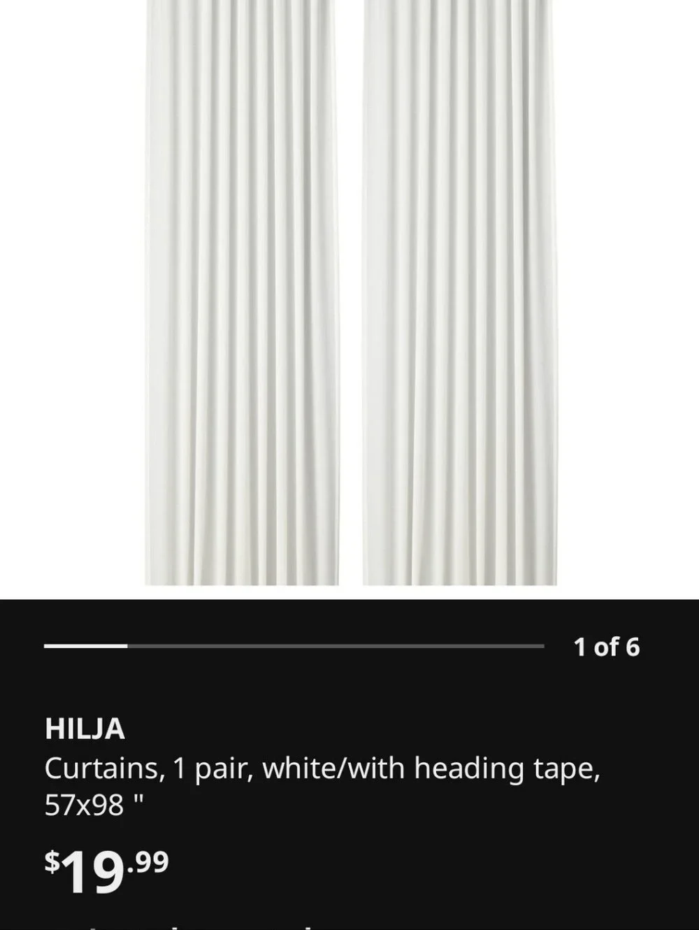 3 IKEA Hilja sheer curtain panels